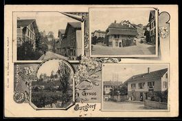AK Burgdorf, Gasthaus, Geschäftshaus, Straßenpartie