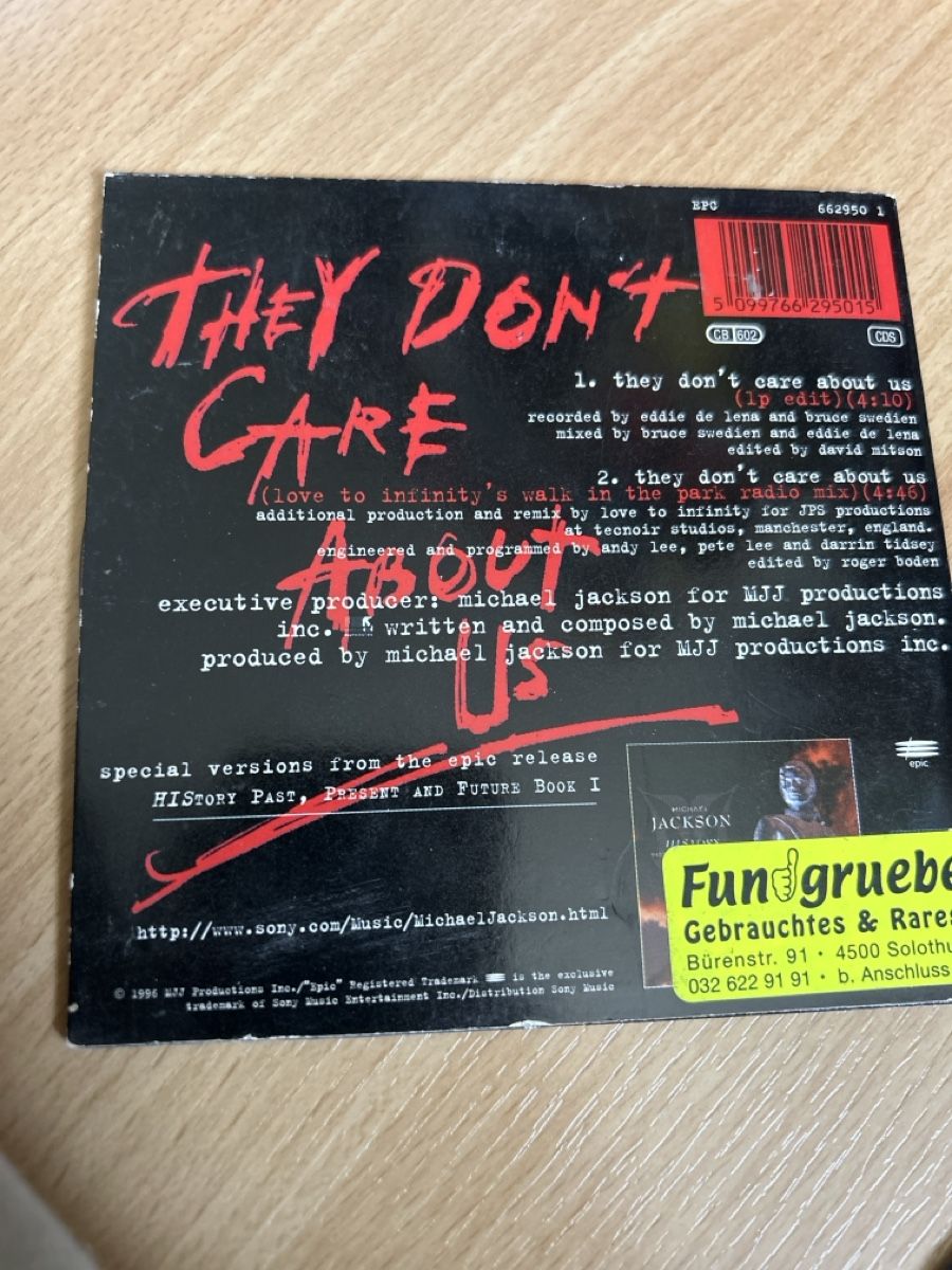 CDs: Michael Jackson They Don't Care About Us CD – D'occasion à Herbetswil par rotekatze84 1
