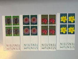 1972 Blumen, Viererblock, ZNr. 493-496, ET Zentrum