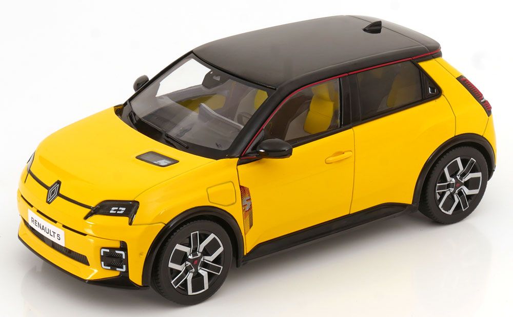 Renault Modellautos: RENAULT 5 E-TECH 2024 GELB/SCHWARZ 1:18 NOREV – Neu und originalverpackt aus Suhr von Moebelsiralfred