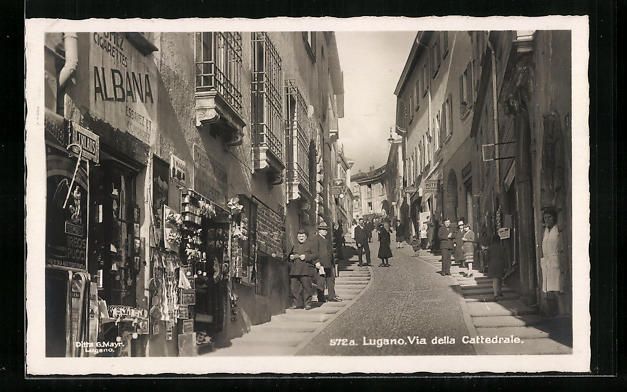 Cartoline postali: AK Lugano, Via della Cattedrale – Usato da Berlin venduto da bartko-reher