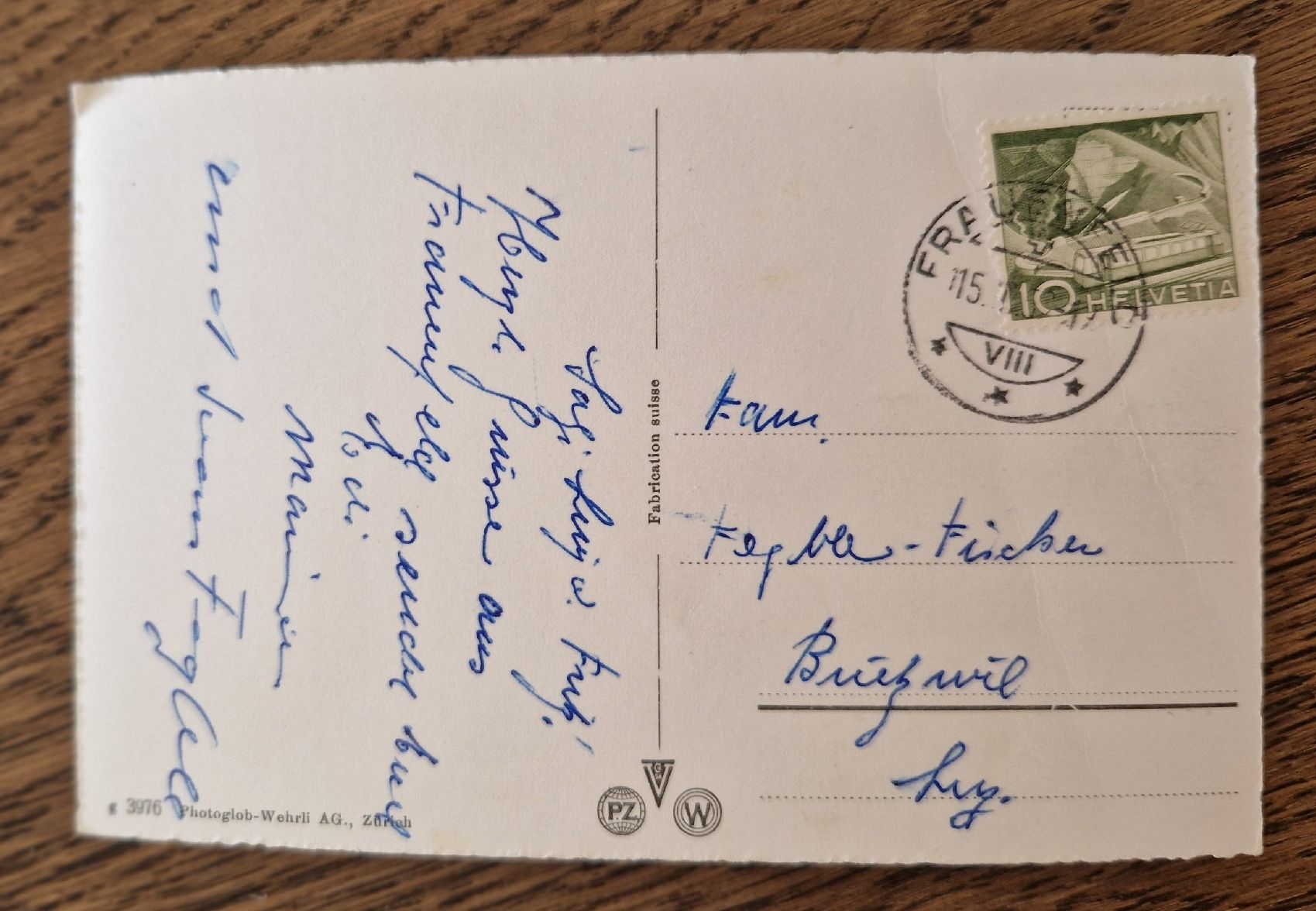 Ansichtskarten: Frauenfeld, Schloss 1959 – Gebraucht aus Ebikon von Donar50 2