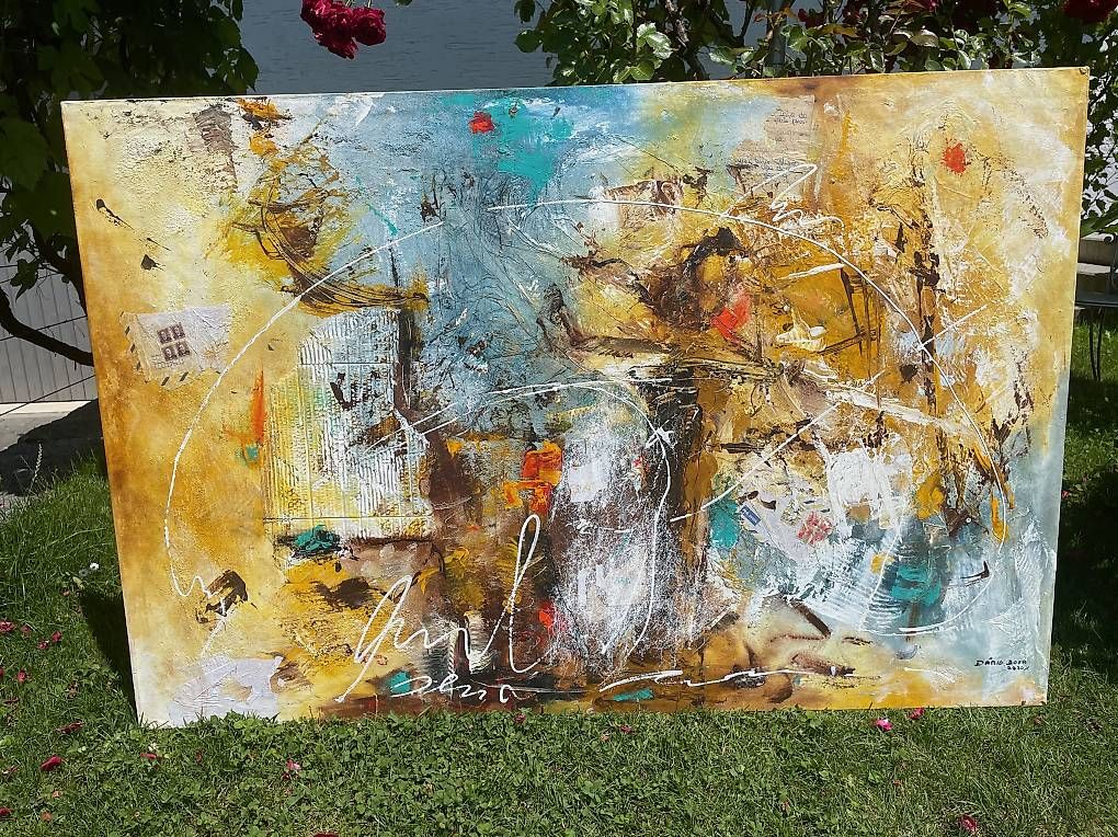 Dipinti: Yellow Dreams - Abtsraktes Gemälde aus Brasilien – Usato da Rikon im Tösstal venduto da mino03 3