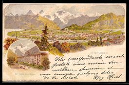 Litho Interlaken, Hotel des Alpes, Gesam