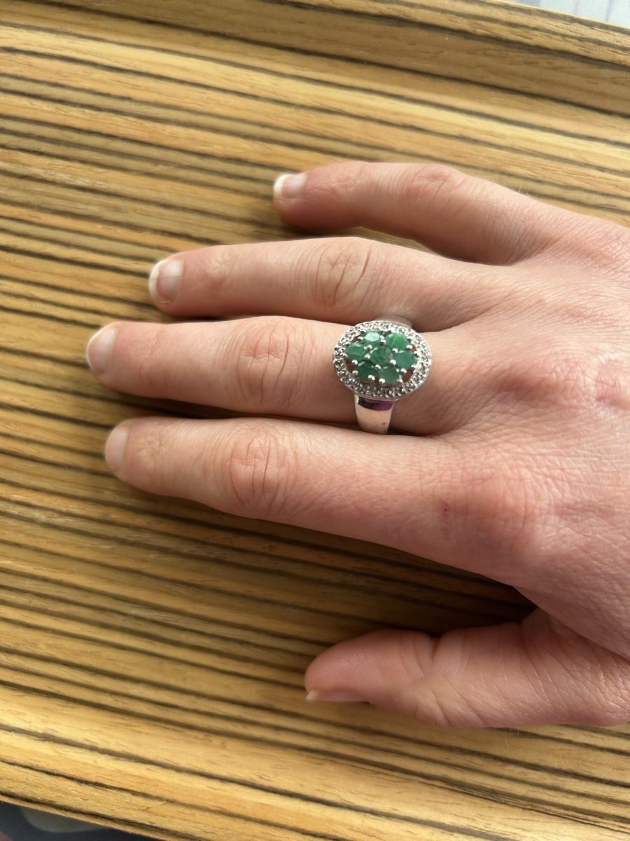 Bagues: Ring Silber 925 mit Smaragden – D'occasion à Birsfelden par Exclusivity 1