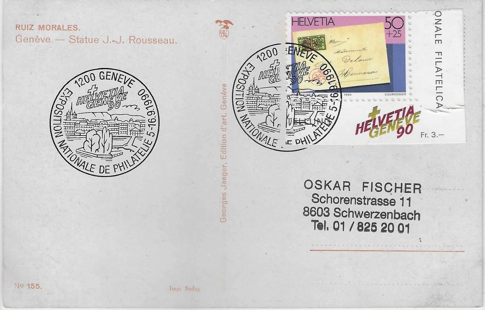 Cartes postales: Geneve - Statue J.-J. Rousseau – D'occasion à Ettingen par Kartenplanet 1