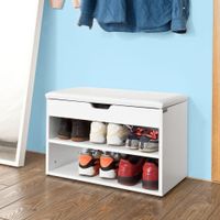 Schuhregal 2 Böden weiss Schuhtruhe Schuhschrank