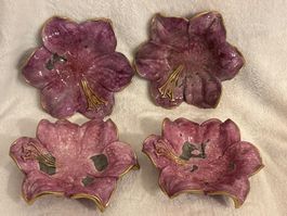 4er Set Lila Harz Blumenschalen - Vintage Look!