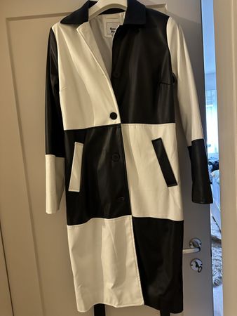 Damen Spezielle Leder Optik Mantel