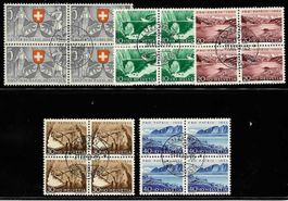 1953, B61-65, Viererblockserie zentrisch gestempelt (15212)