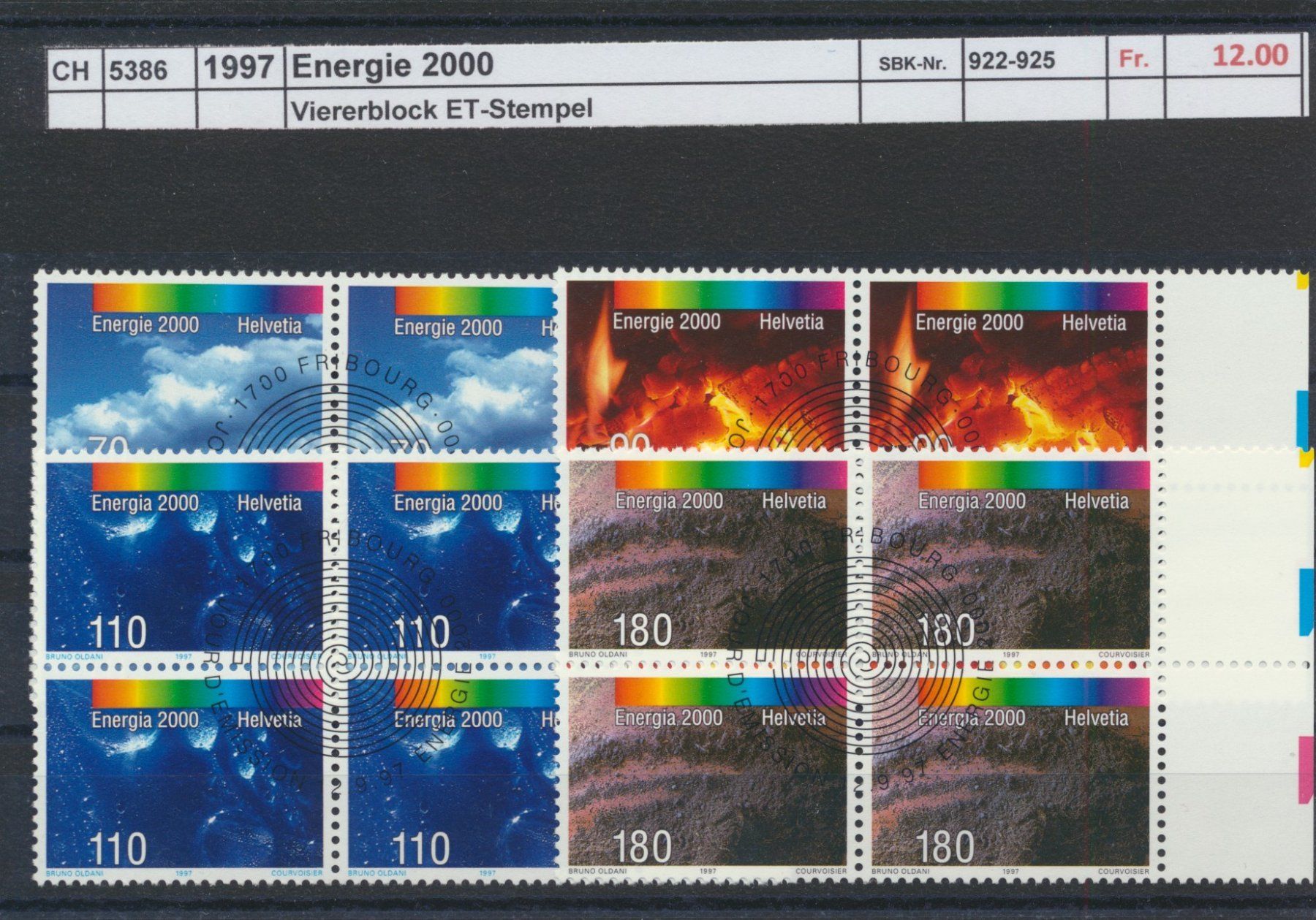 Alle Briefmarken: 1997 "Energie 2000", Viererblock, ET - Stempel – Gebraucht aus Winterthur von Zupogeru
