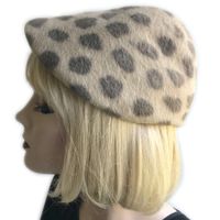 Hütchen Bibi Filz Gr. S animal print VINTAGE 1950s beige