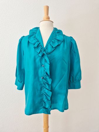 JEAN PAUL MICHELET PARIS 38 M BLUSE TUNIKA PERTOL TÜRKIS TOP