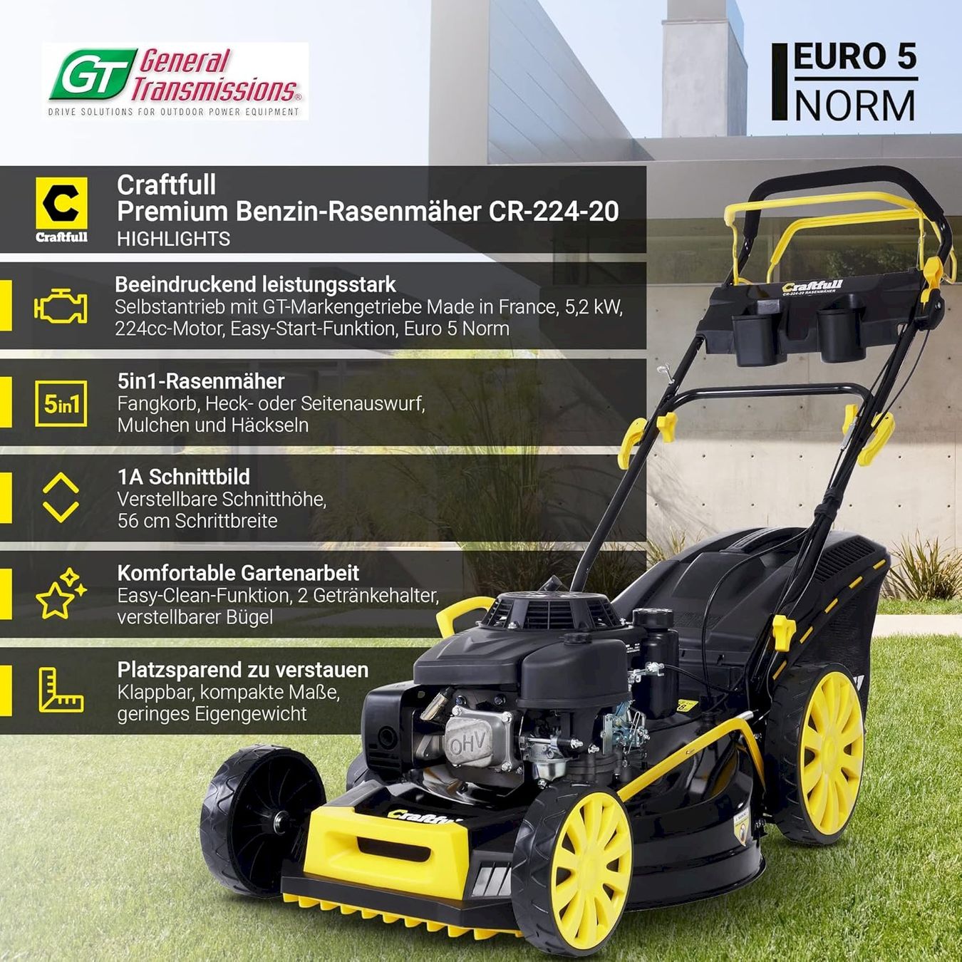 Tagliaerba: Craftfull Premium Benzin-Rasenmäher – Nuovo e nell'imballaggio originale da Bottighofen venduto da zaap 1