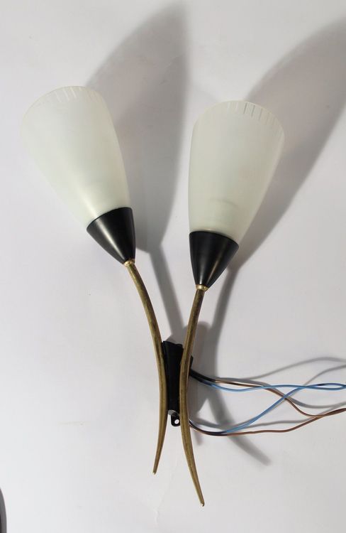 Alte 2er Wandlampe Leuchte Glas Messing (D'occasion) à Zürich pour CHF ...