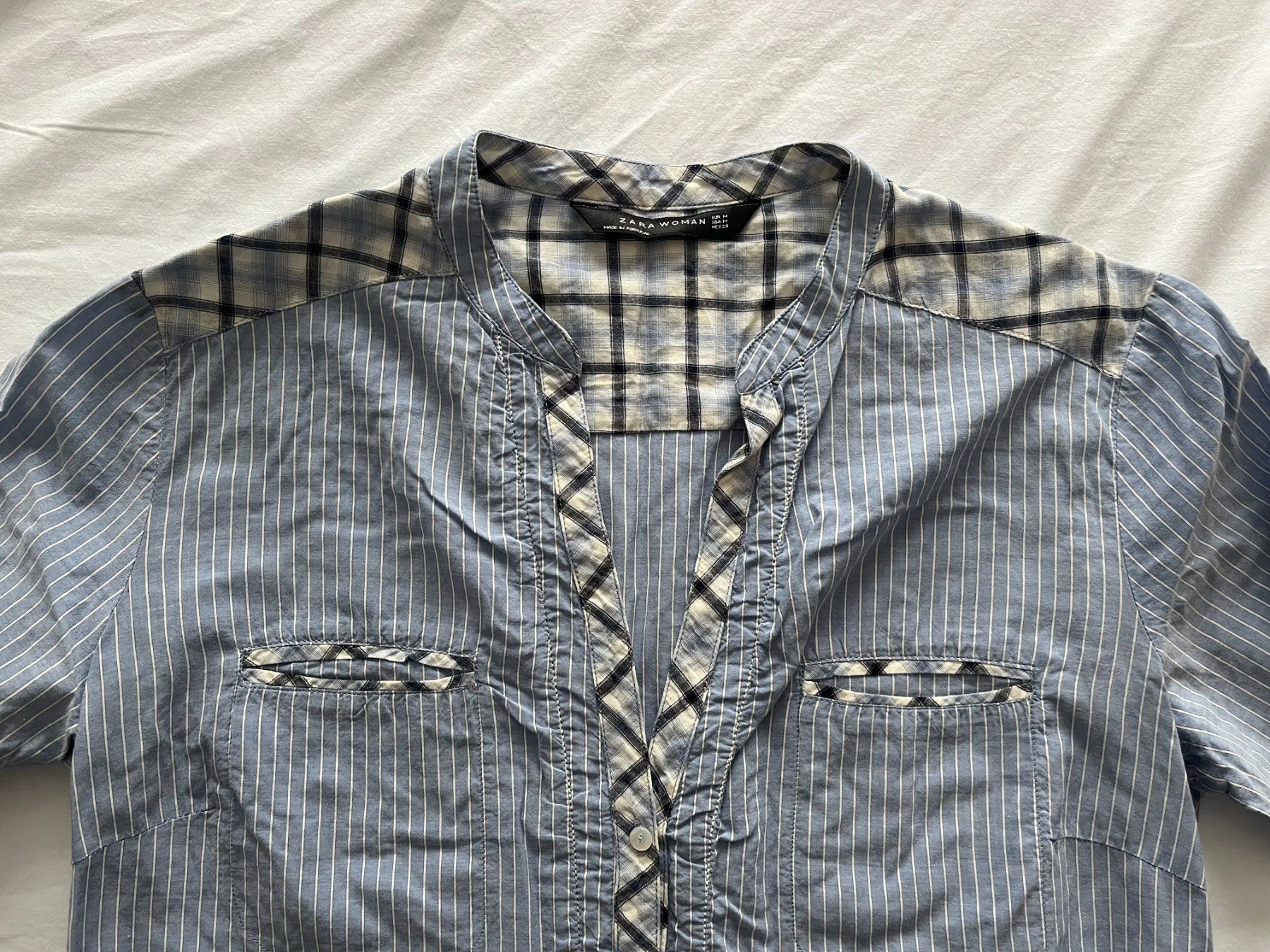 Zara Camicette: Damen Bluse "Zara" Farbe hellblau/weiss gestreift Grösse S/M – Usato da Jona venduto da Flexer02 1