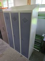 3er Garderobenschrank Metall mit Sitzbank 120x50cm H: 231cm