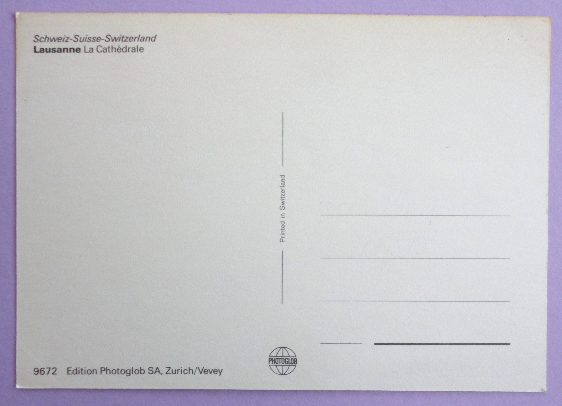 Cartoline postali: Lausanne - La Cathédrale – Usato da Fétigny venduto da Billy2miny 1