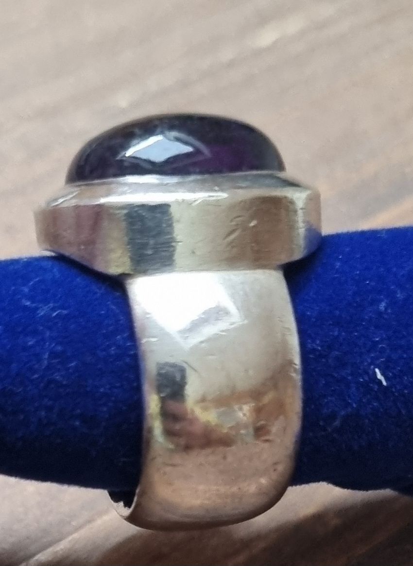 Anelli: Massiver Silberring 925 handgeschmiedet mit Amethyst – Usato da unterägeri venduto da ursiou 1