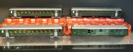 HAG: 4 X SBB POST-/PERSONENWAGEN MIT RELIEF SCHRIFT OVP
