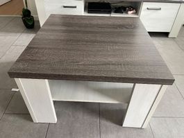 Table basse moderne bois et blanc — très bon état!