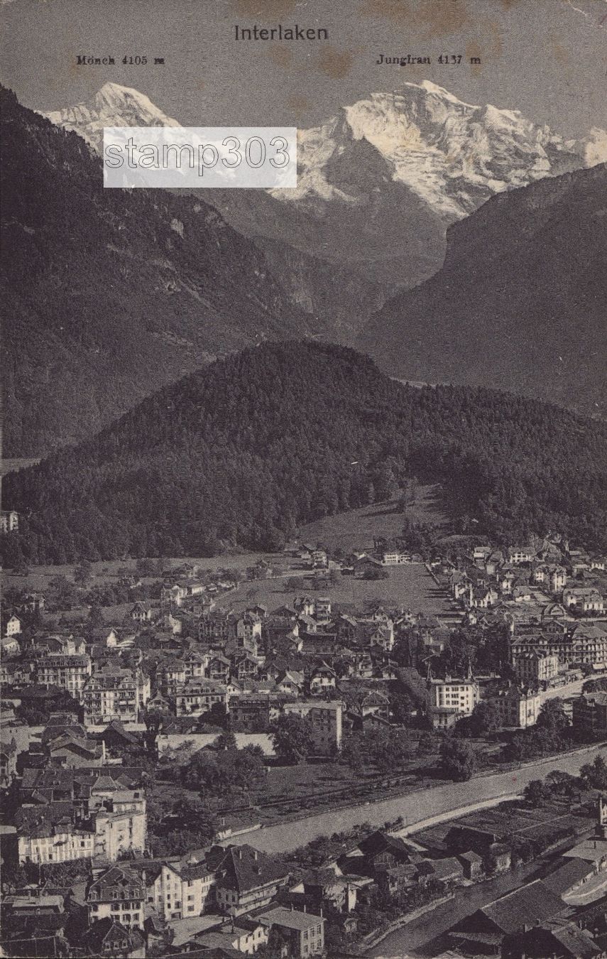 Cartoline postali: 1912 AK Interlaken mit Mönch und Jungfrau – Usato da Eggersriet venduto da stamp303