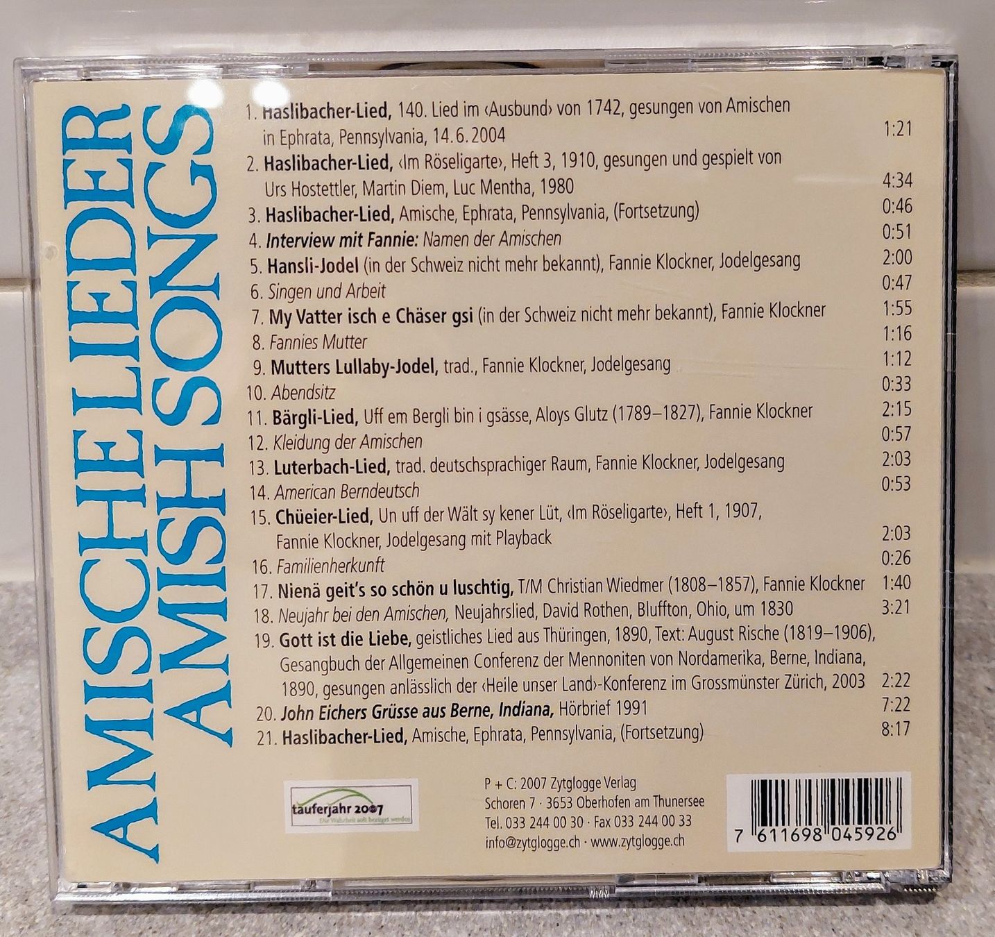 CD: Amische Lieder - Amish Songs – Nuovo e nell'imballaggio originale da Allmendingen b. BE venduto da MMC-MuMeCo 1