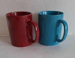 2er Set farbige Kaffee Tassen Rössler? Blau rot