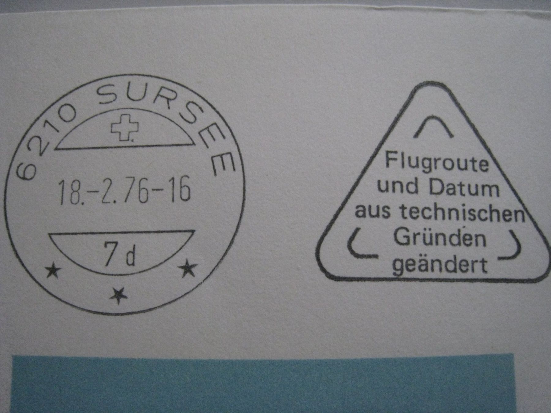 Tutti i francobolli: Luftschiff      1976Sursee Konolfingen – Usato da Aarwangen venduto da Pinsel7890 1