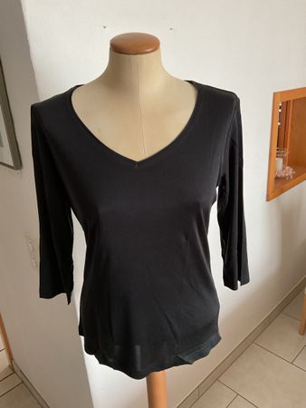 Alkena Seiden-Tshirt V-Ausschnitt 3/4 Arm , M