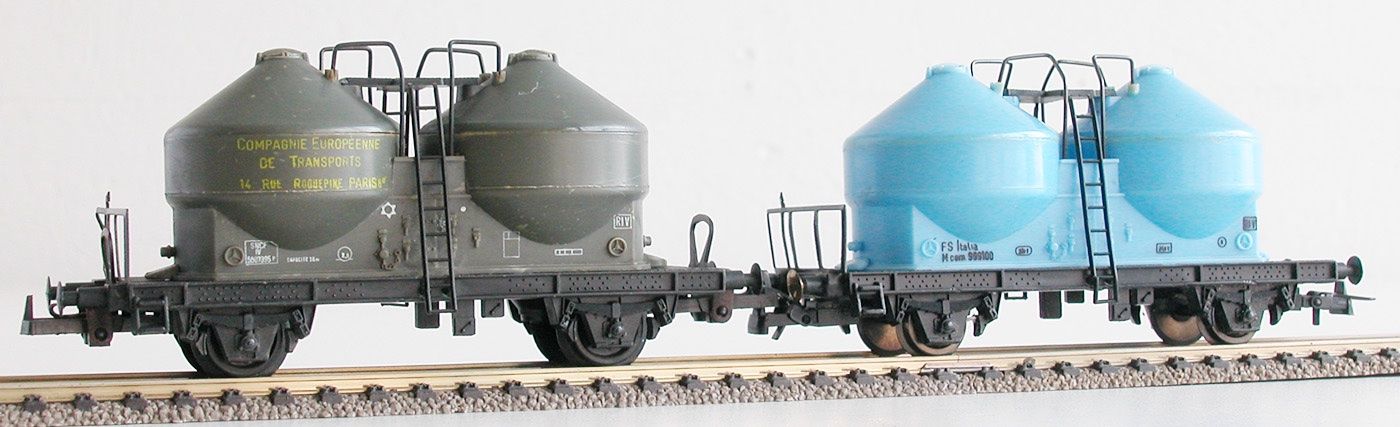 Lima Modellini di ferrovie: Lima 2 Behälterwagen der FS/SNCF Spur H0 – Usato da Oberwil BL venduto da Klang