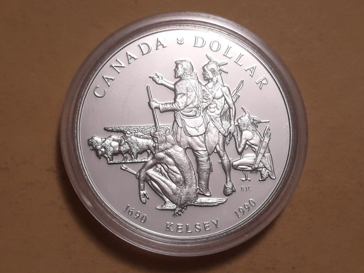 Tutti le monete: Kanada 1 Dollar "Kelsey with Natives" 1990 Silber – Usato da Buchs SG venduto da numispatica