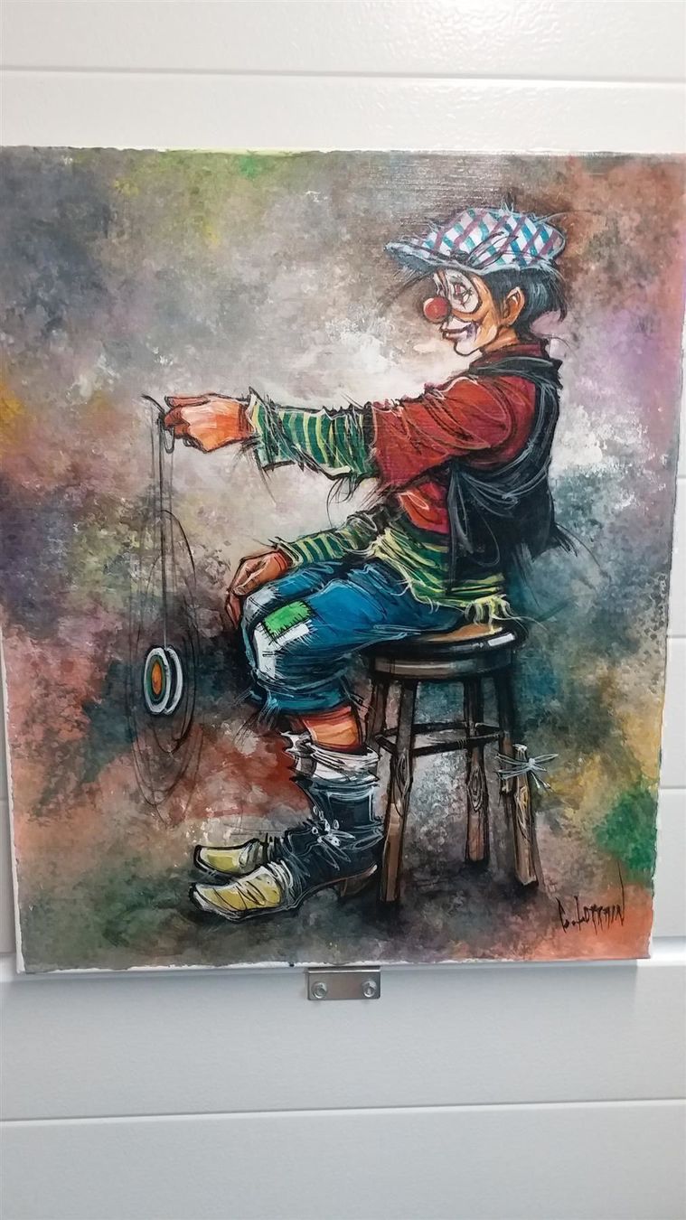 Gemälde: C.Lorrain "Clown  Yoyo" Gemälde Original – Gebraucht aus Zürich von Galerie-Kunst