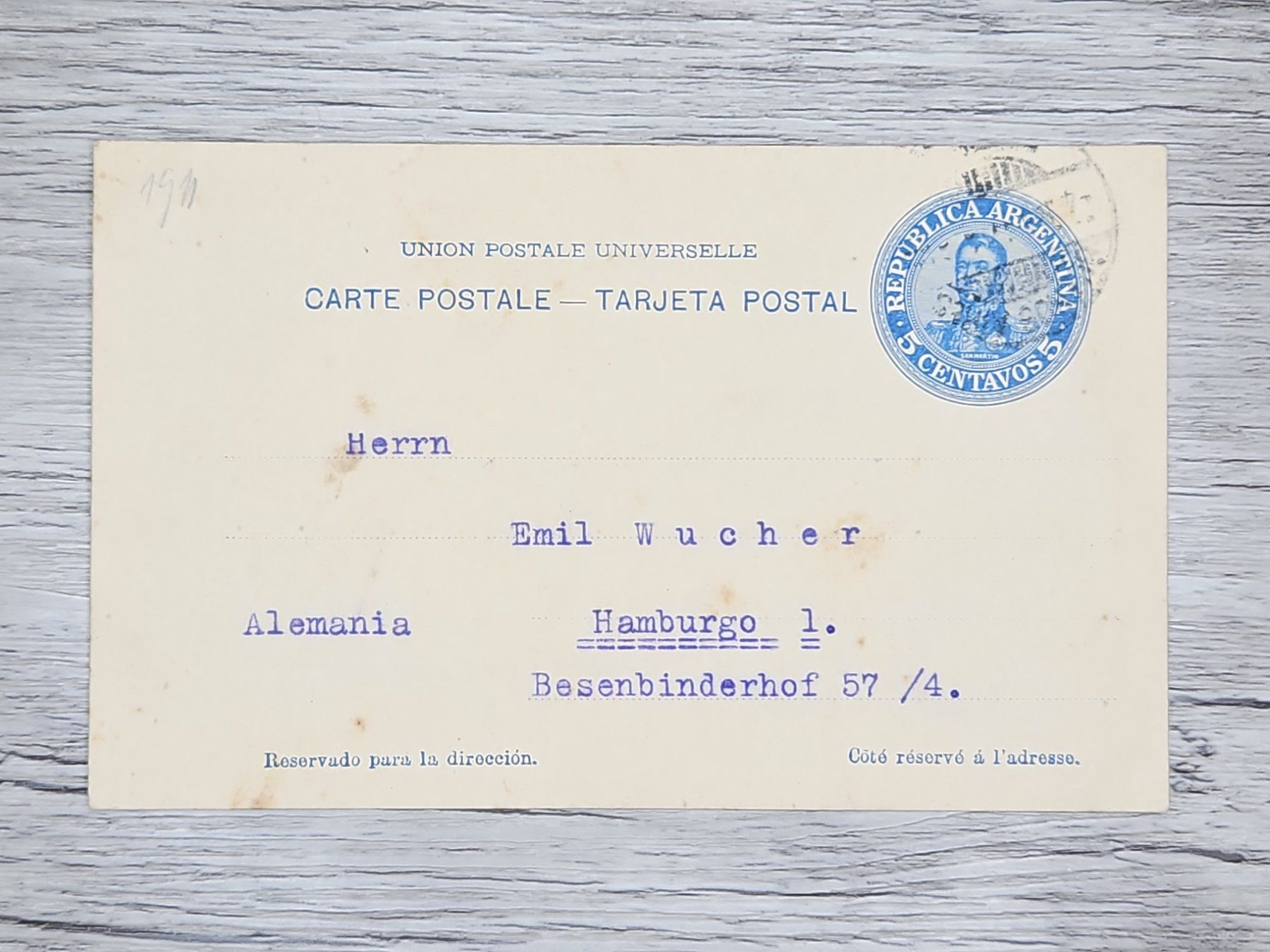 Tutti i francobolli: CL16 Carte Postale + Timbre Argentine 1911 – Usato da Cousset venduto da Patrick_Collections