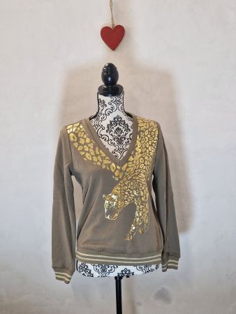Pullover Reken Maar braunGold Leopard Print XS guter Zustand