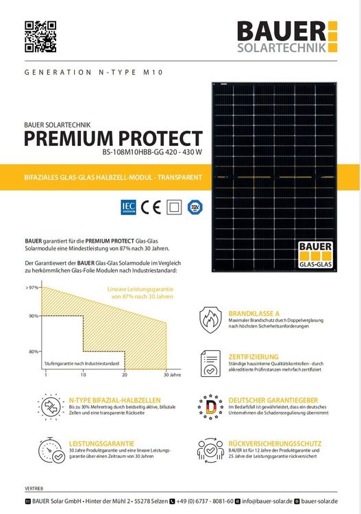 PV Module Bauer Fotovoltaik Solarpanel (Neu und originalverpackt) in ...