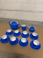 Kaffeeservice aus Keramik, blau, 11-teilig, Vintage