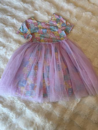 Robe fille motif oursons et tulle rose, taille 8 ans
