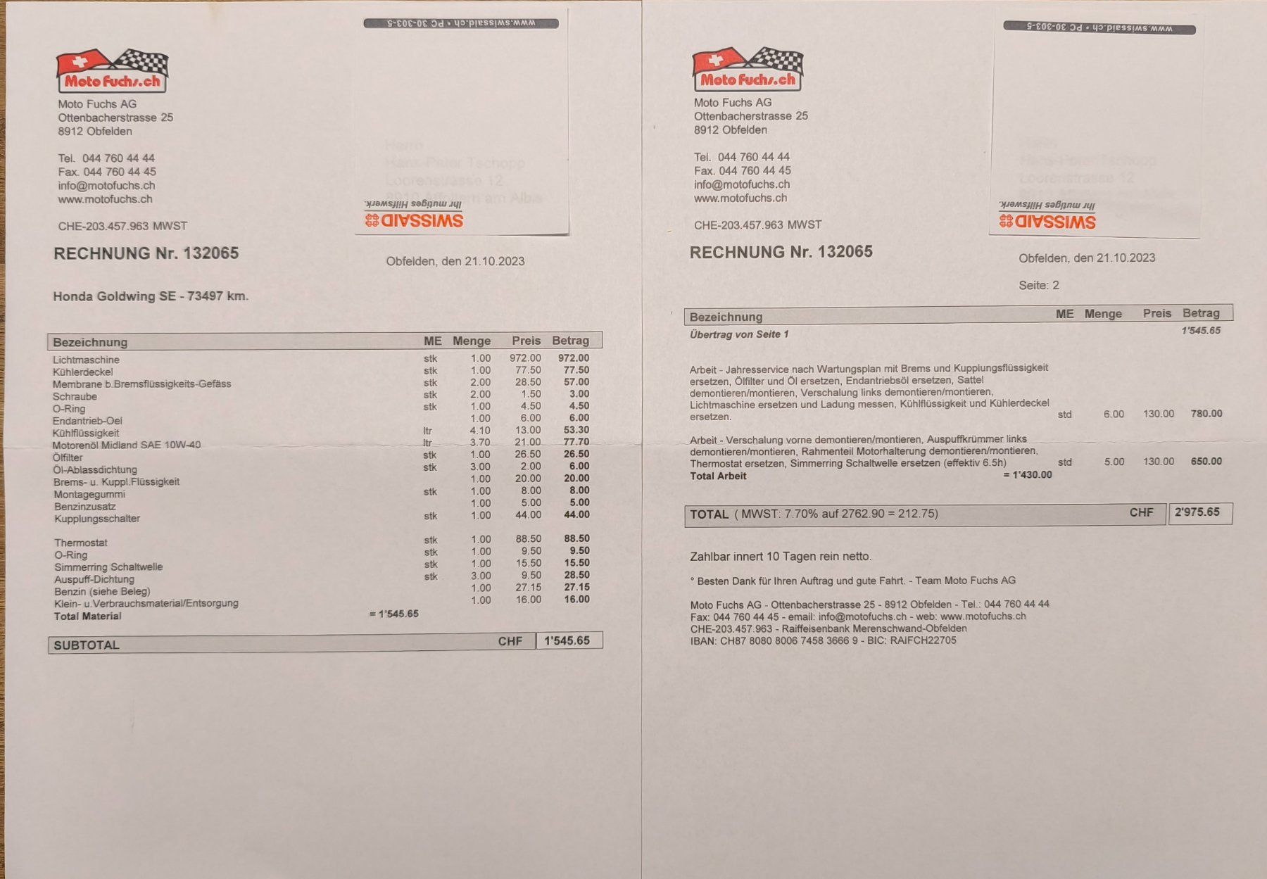 Honda Touring: Gold Wing 1500 SE – Usato da Affoltern am Albis venduto da Hpt 8