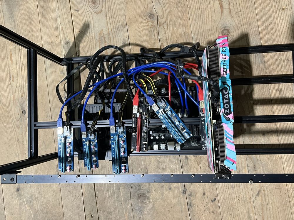 Mining Rig, mit Motherboard, cpu , ram, psu und frame (Gebraucht) in ...
