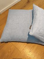 2 PROFLAX Kissen 100% Leinen Hellblau inkl. Feder-Inlay