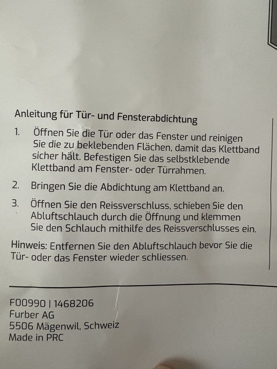 Climatiseurs: FURBER Door and Window Sealing Kit - Keep Cool Inside! – D'occasion à Zürich par geevee02 6