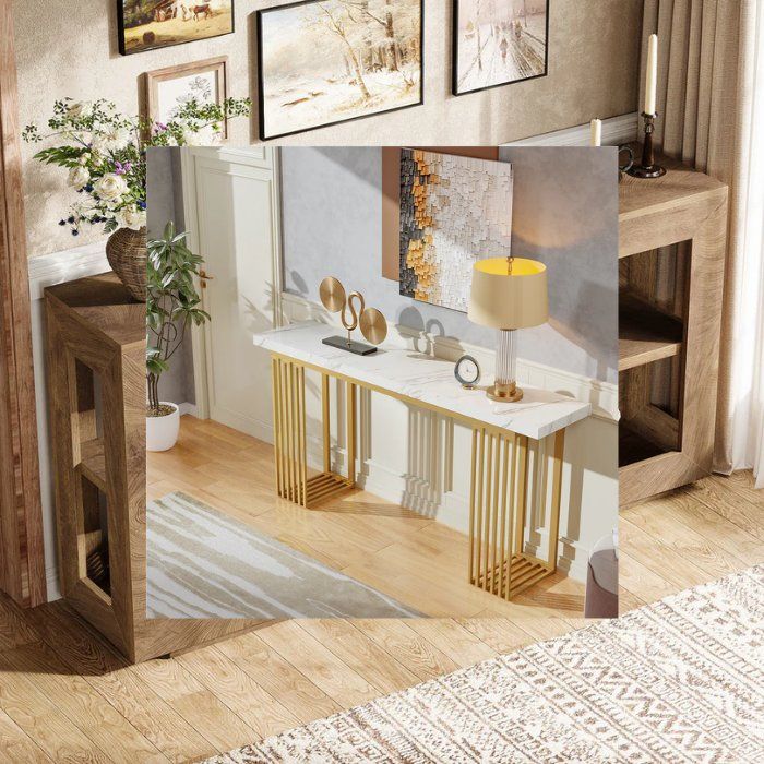 Tavoli: Konsolentisch 160cm Gold Marmor modern – Nuovo e nell'imballaggio originale da Gretzenbach venduto da Genfi-Shop 4