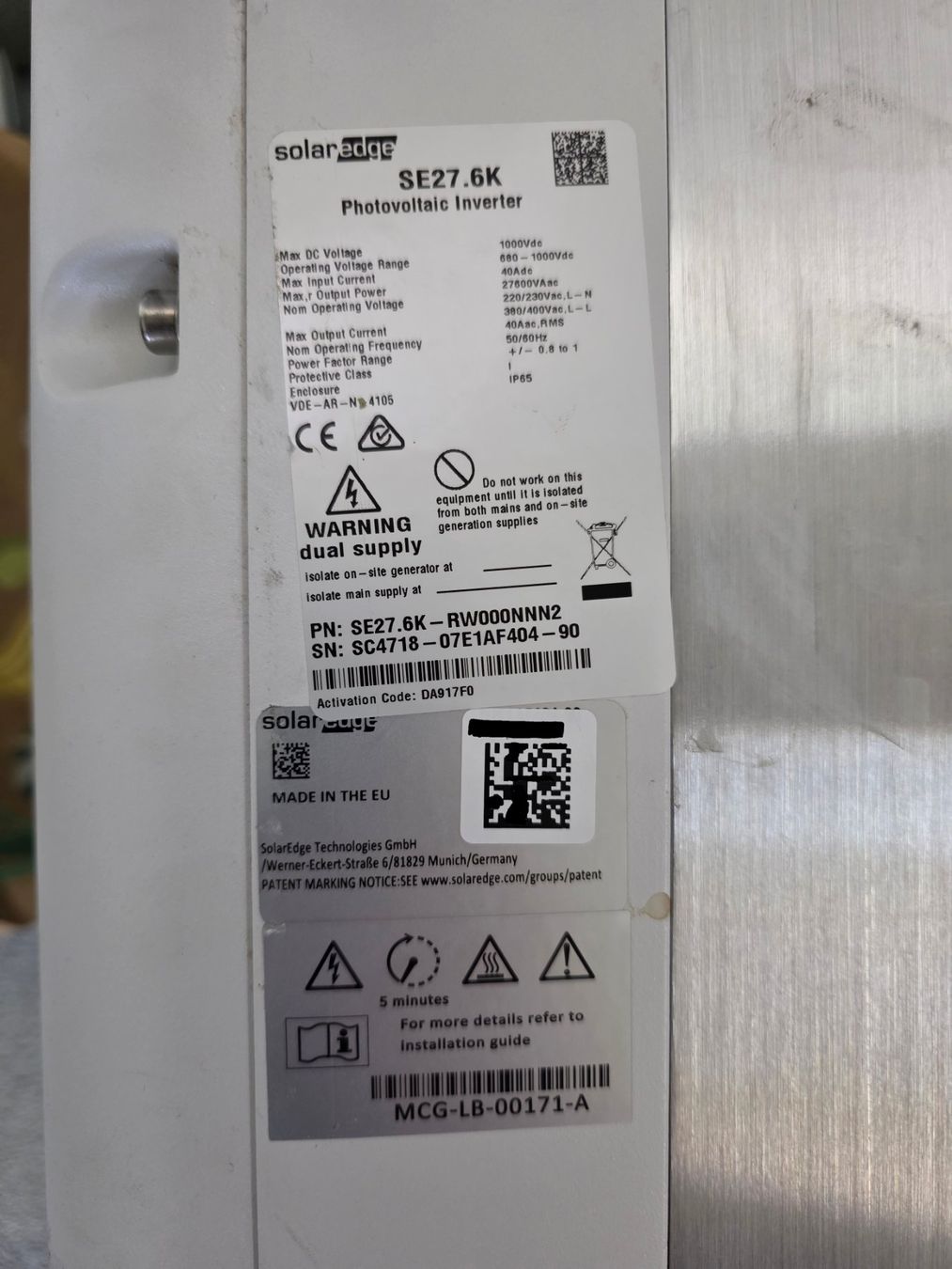 SolarEdge Inverter: SolarEdge SE27.6K Photovoltaik-Wechselrichter 27.6 kW – Usato da Badäl venduto da RYzeR9980X4D 1