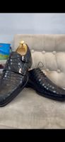 Chaussures homme noir aspect croco double boucle taille 42