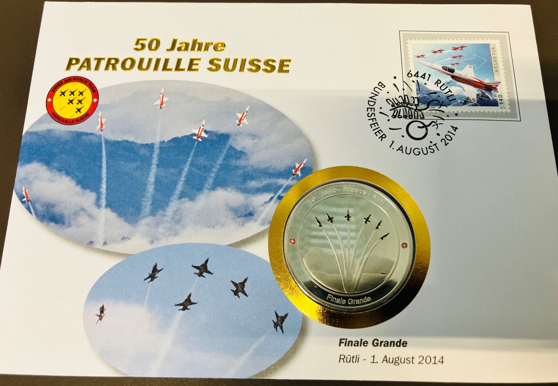 Medaglie: Patrouille Suisse  Numisbrief versilberte Medaille 2014 – Usato da Merenschwand venduto da Garfield2026 1