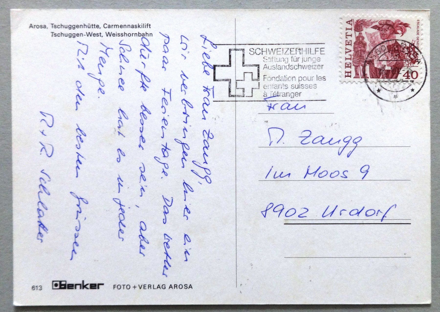 Cartoline postali: Arosa – Usato da Fétigny venduto da Billy2miny 1