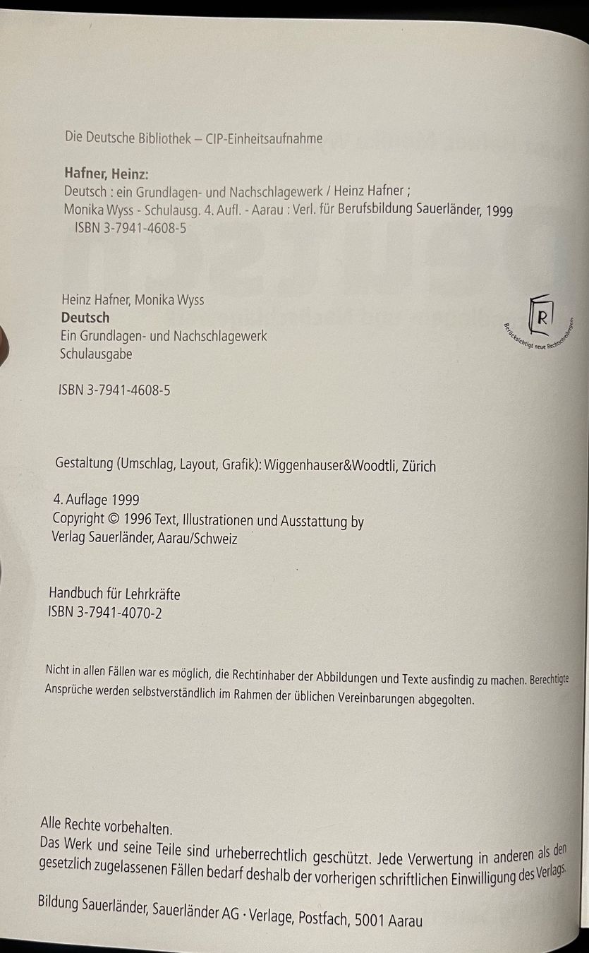 Libri: Deutsch Nachschlagewerk Sekundarstufe 2 – Usato da Bassersdorf venduto da McRob00 1