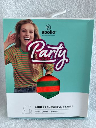 Apollo Party Damen Langarmshirt Orange/Grün, Neu! S