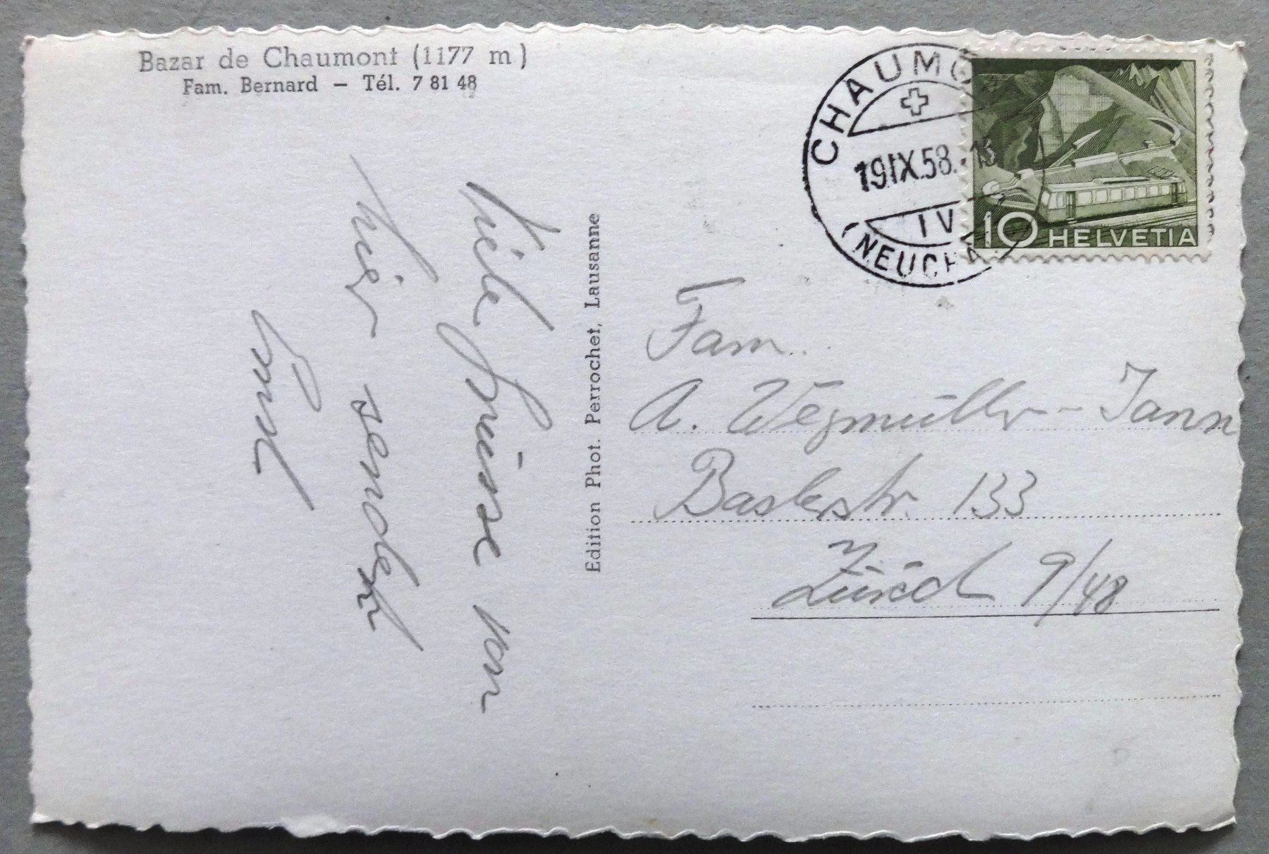 Cartes postales: Chaumont s/Neuchâtel, alt.1177 m – D'occasion à Fétigny par Billy2miny 1